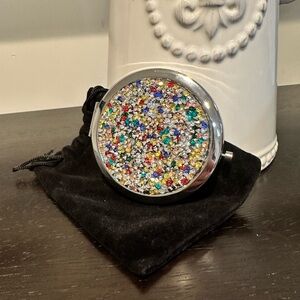 Multicolor Rhinestone Compact Mirror – Bling Crystal Round Travel Mirror